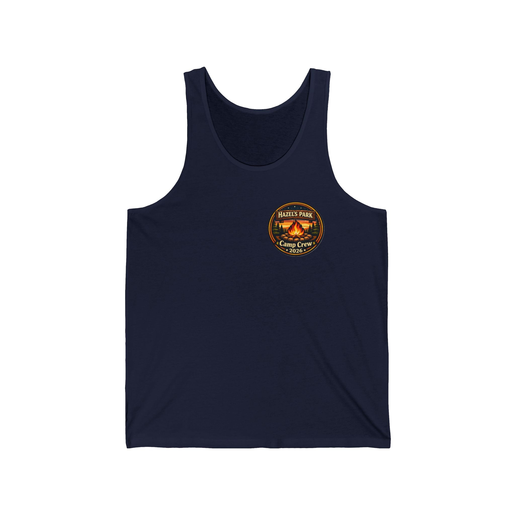Hazel's Park Camp Crew Tank — Retro Camping Patch Tank Top
