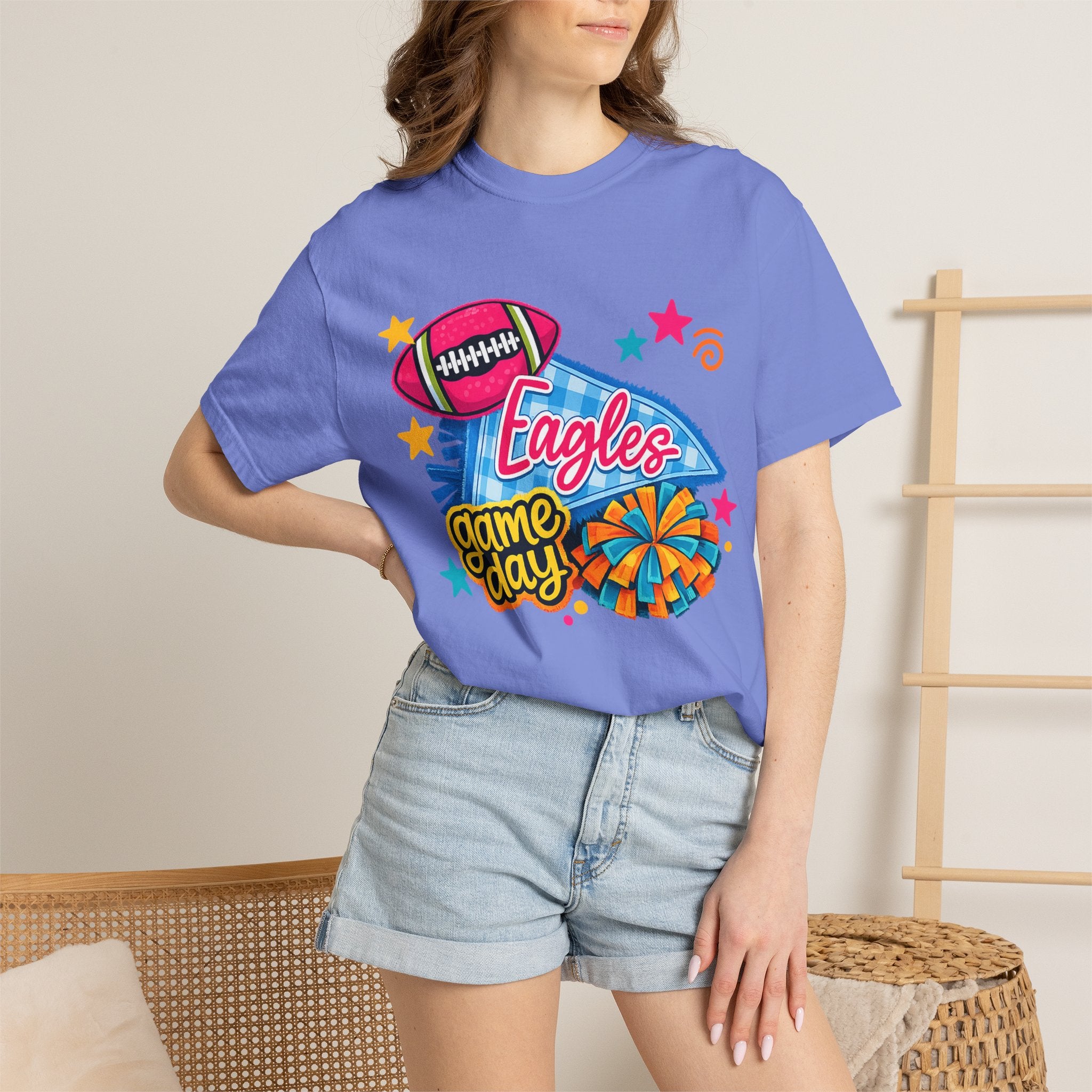 Adult Colorful Eagles Game Day T-Shirt — Football & Cheer Graphic Tee