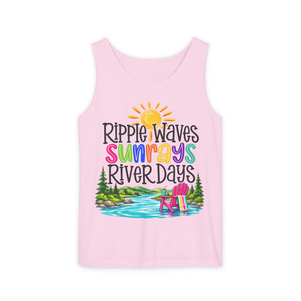 Ripple Waves Sunrays River Days Tank Top – Colorful Summer River Graphic – Comfort Colors® 9360