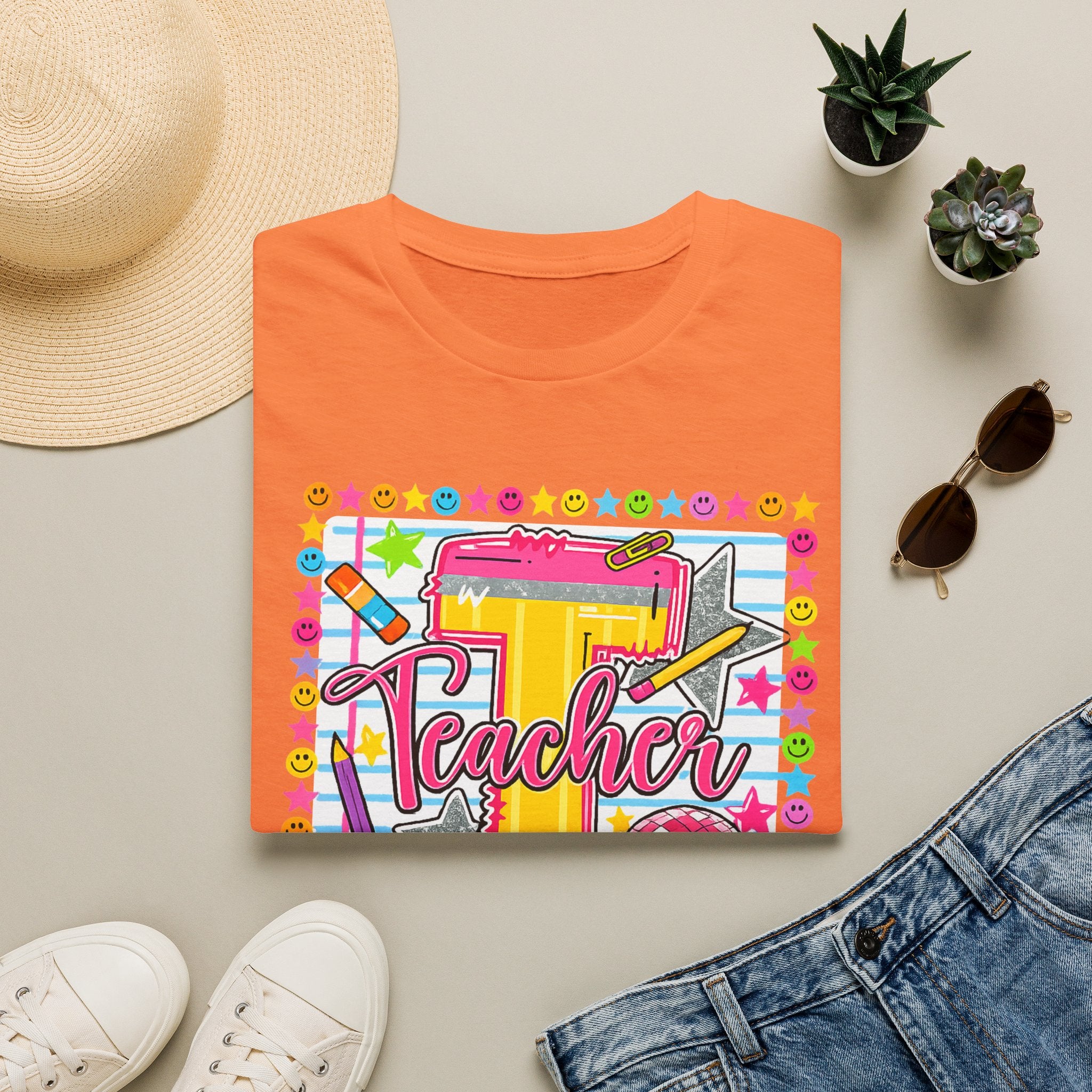 T is for Teacher — Colorful School Supplies Design