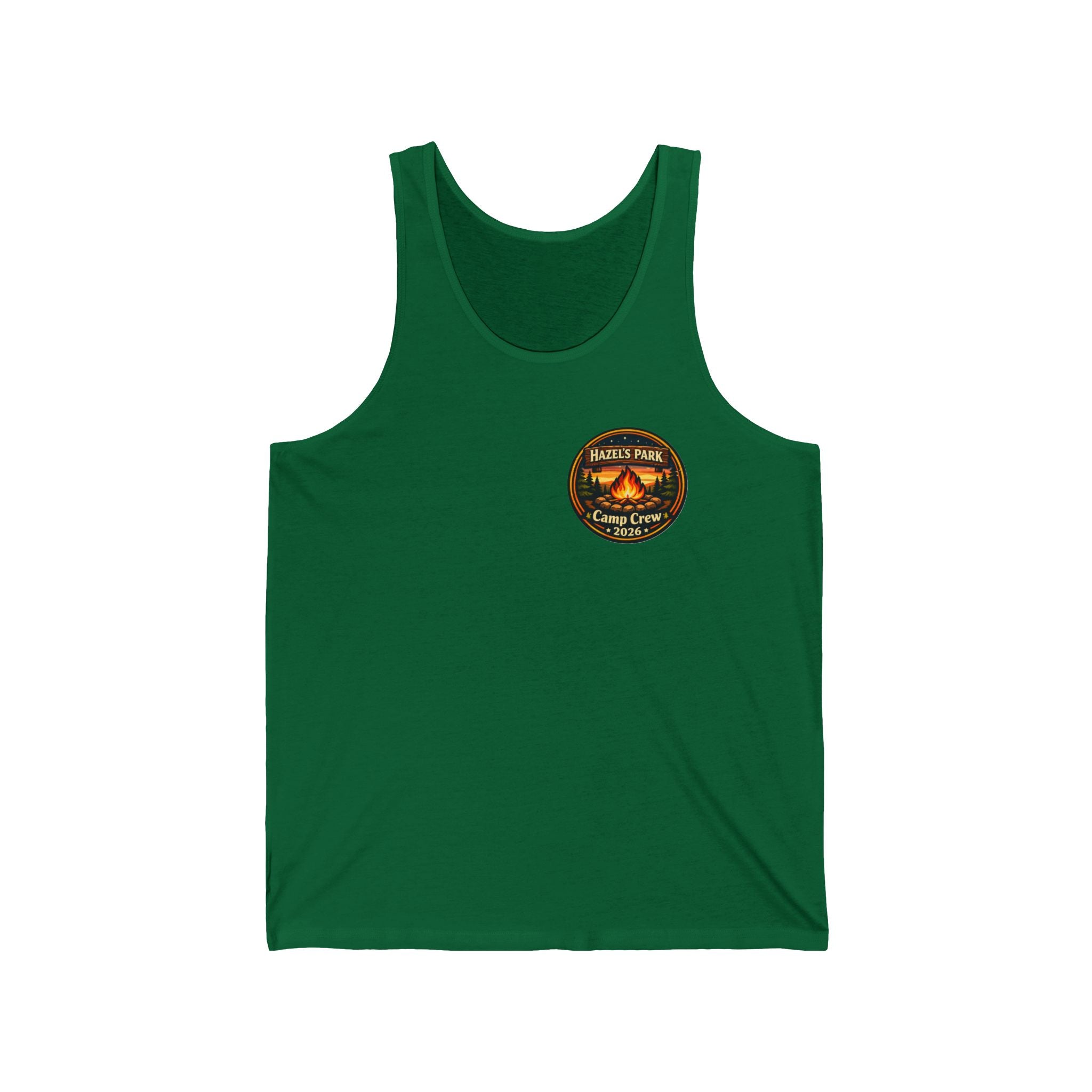 Hazel's Park Camp Crew Tank — Retro Camping Patch Tank Top