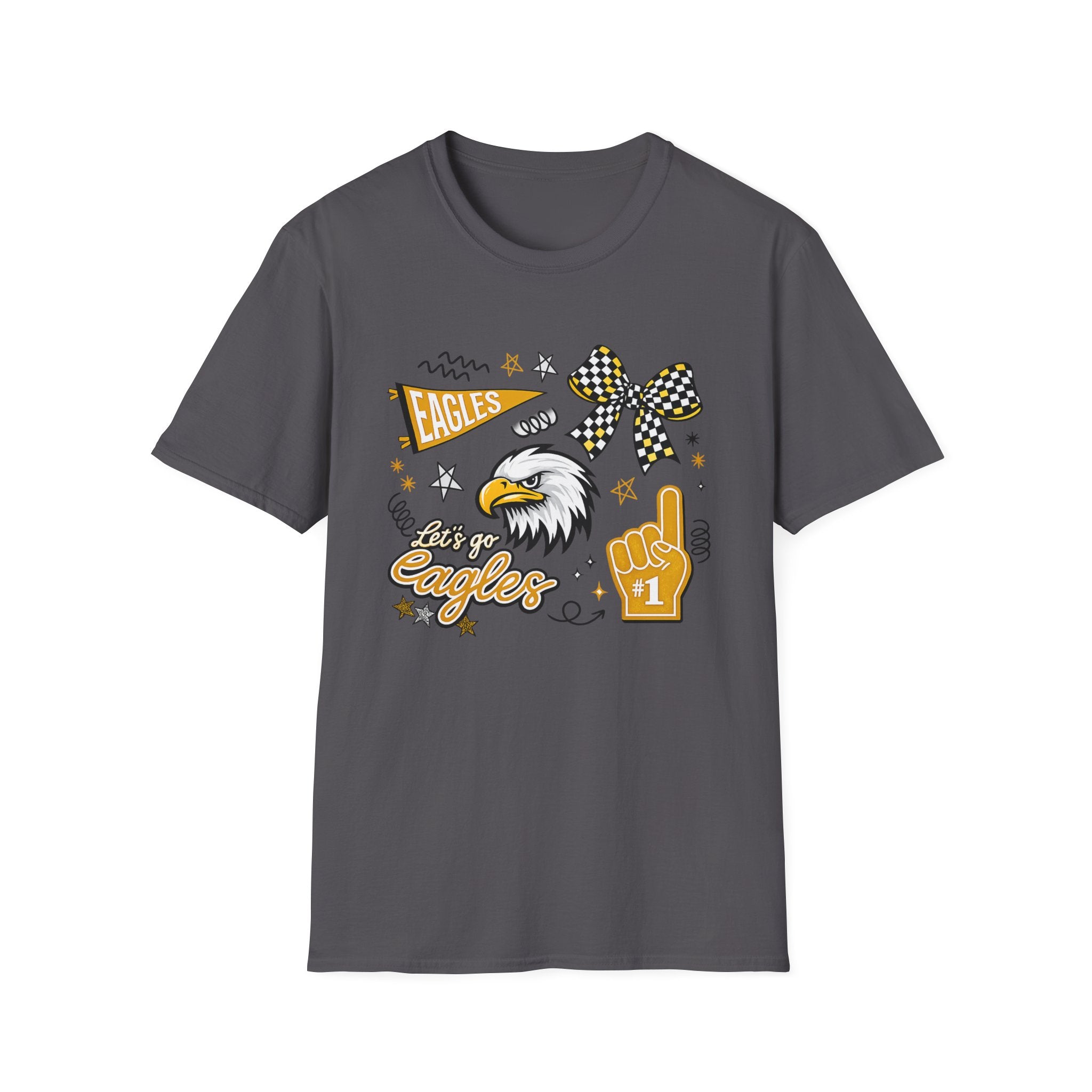 Adult Eagles Cheer Bow & Mascot Fan Tee