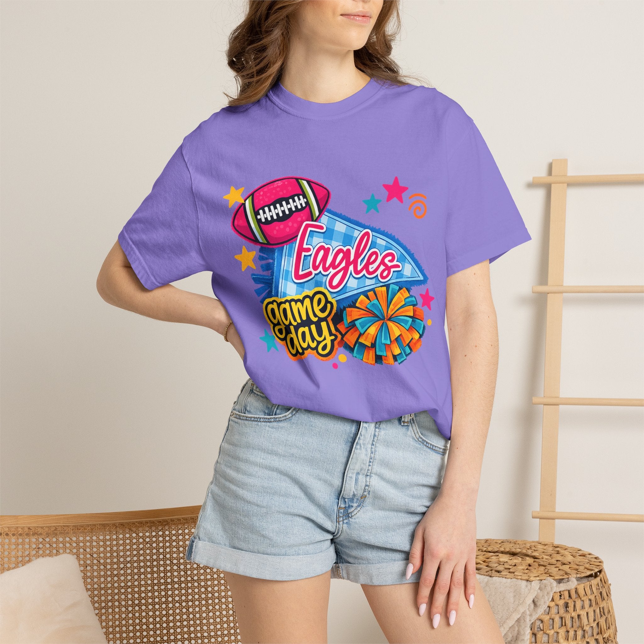 Adult Colorful Eagles Game Day T-Shirt — Football & Cheer Graphic Tee