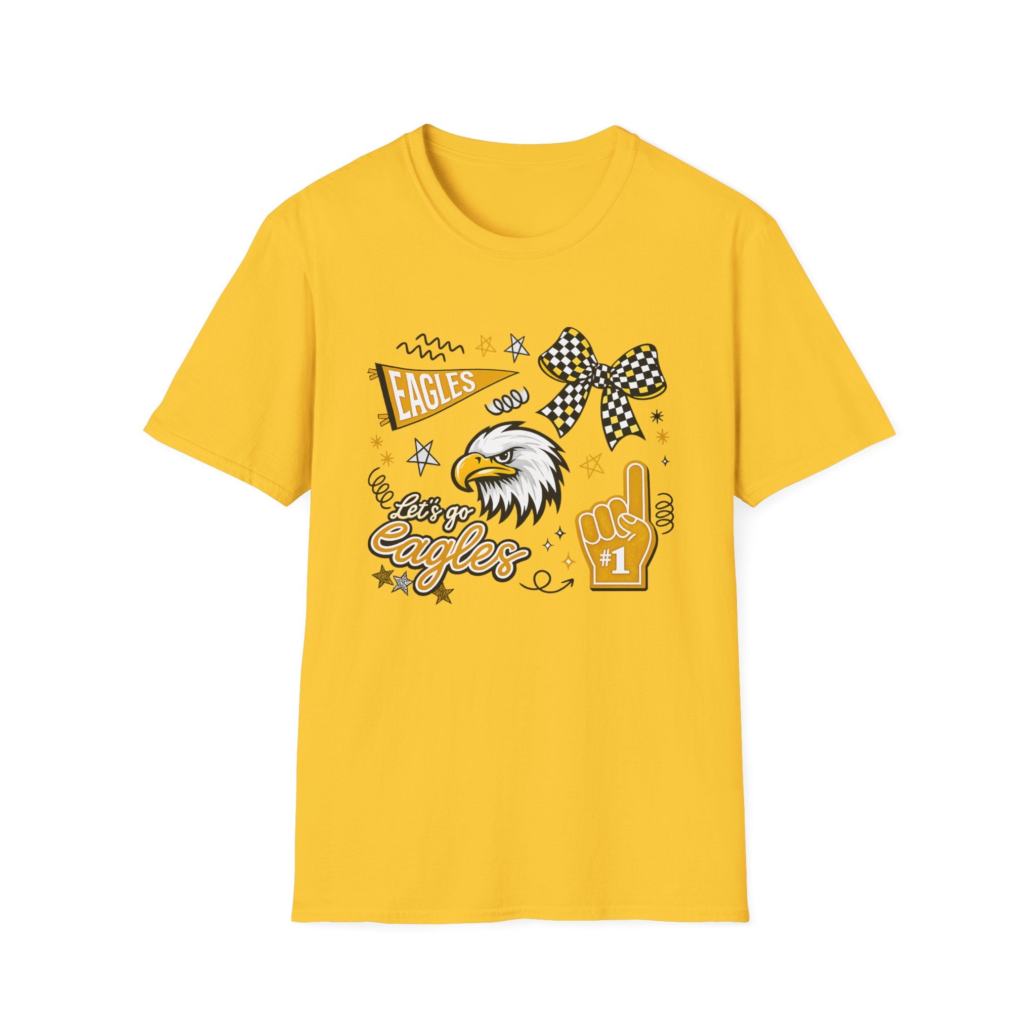 Adult Eagles Cheer Bow & Mascot Fan Tee