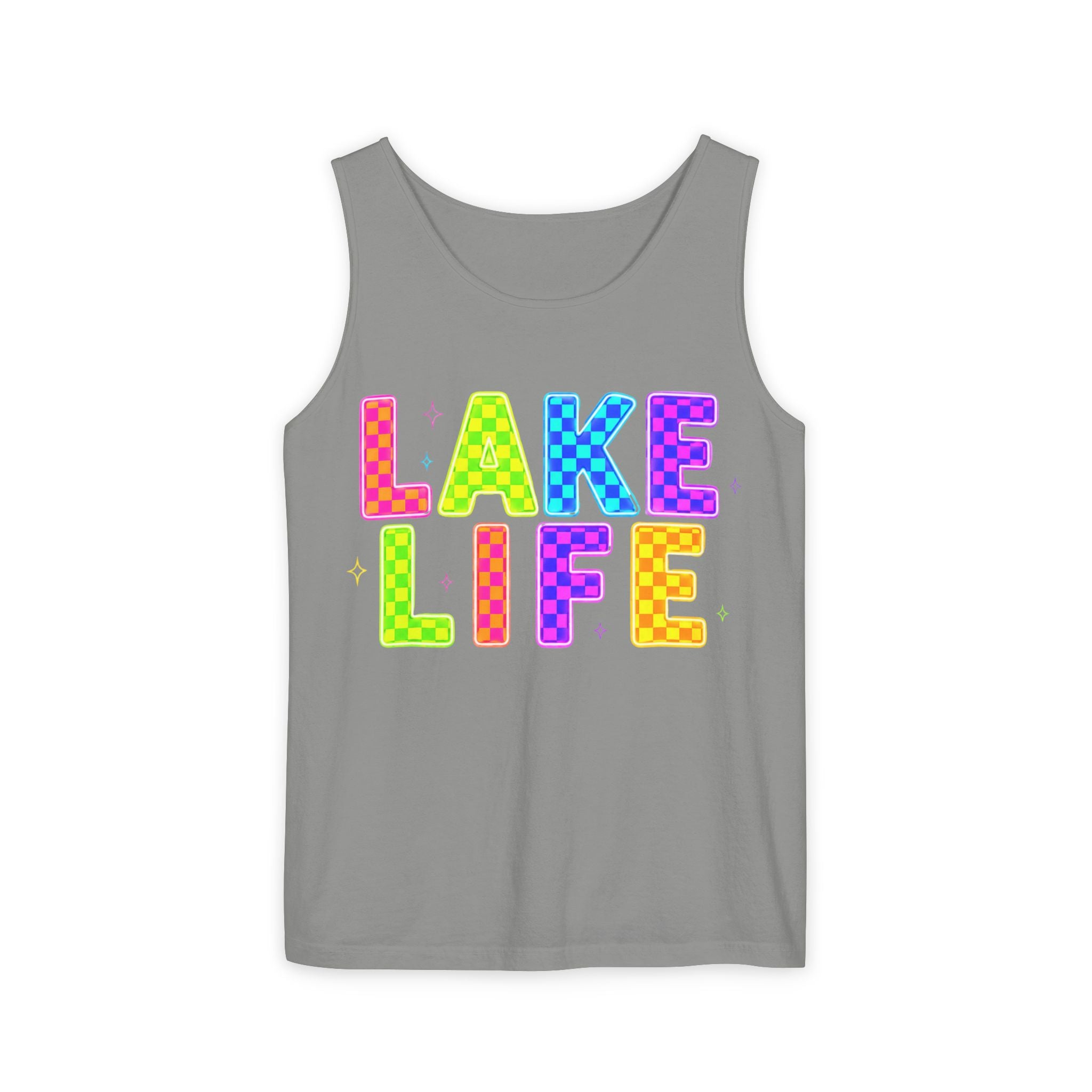 Lake Life Tank Top – Colorful Retro Checkerboard Summer Shirt