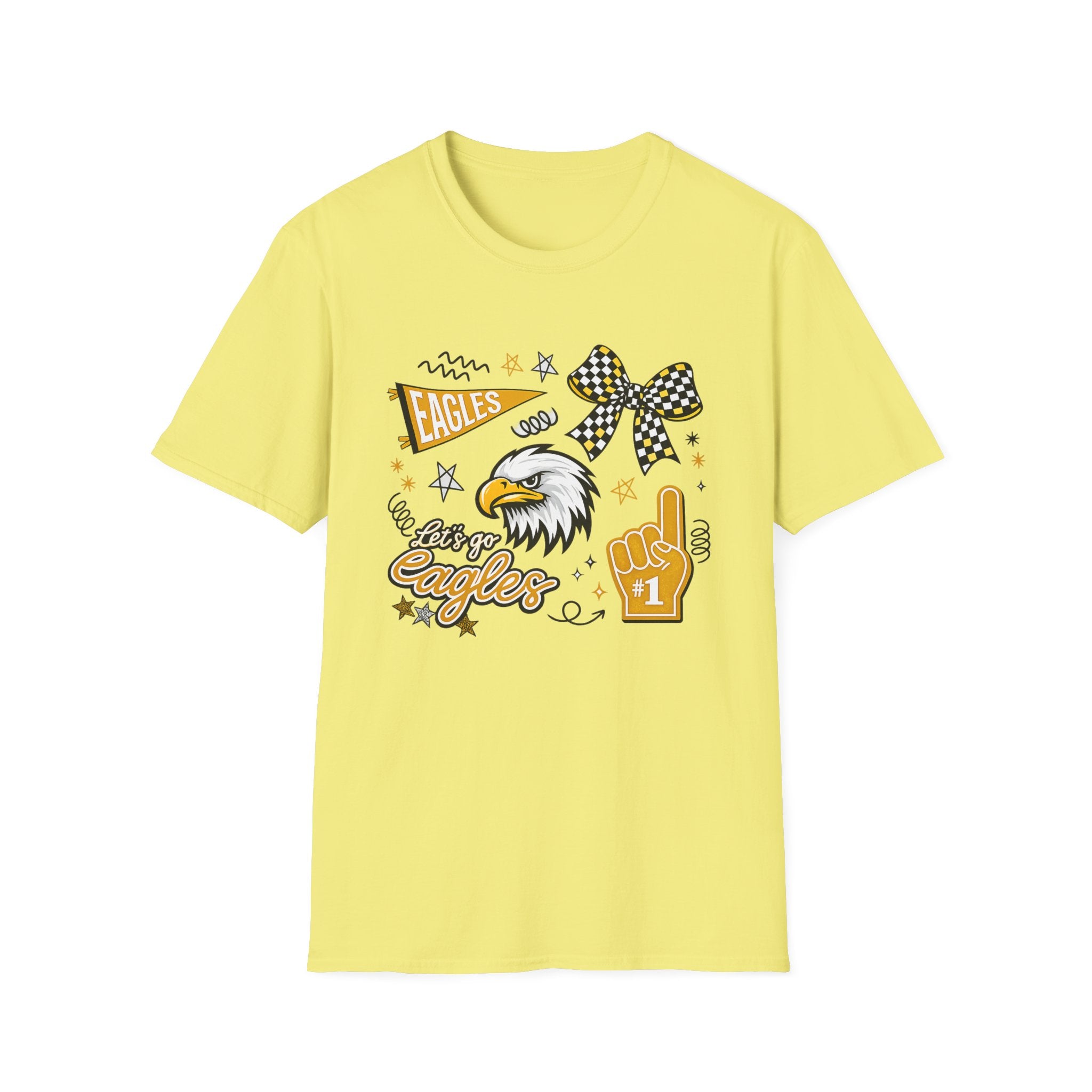 Adult Eagles Cheer Bow & Mascot Fan Tee
